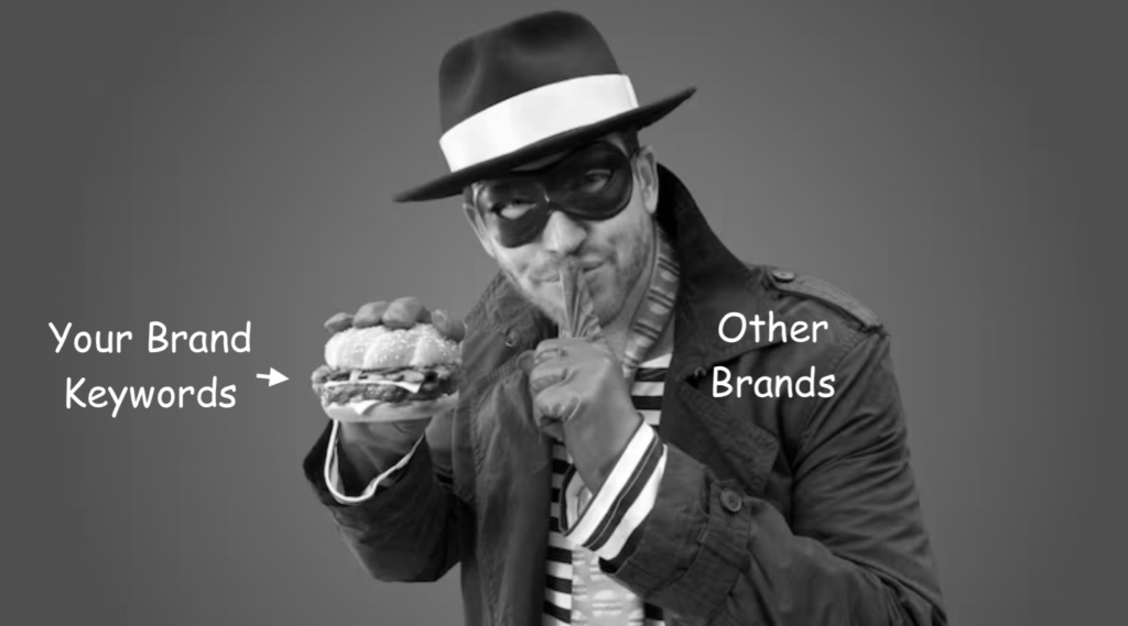 Brands conquesting your paid search ad keywords like The Hamburglar on cheeseburgers